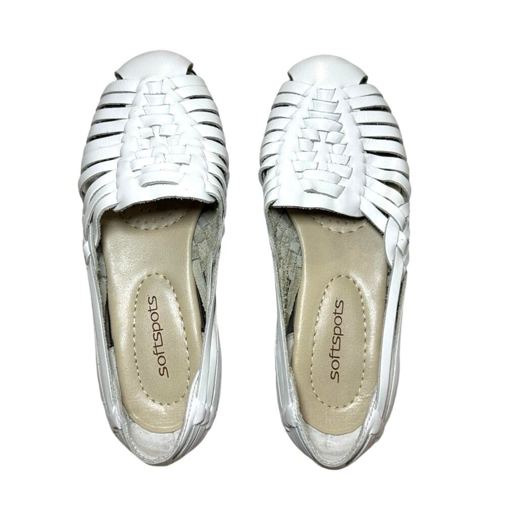 Softspots Trinidad Woven Leather White Huarache Flats Womens 6.5 Wide | New NWOT